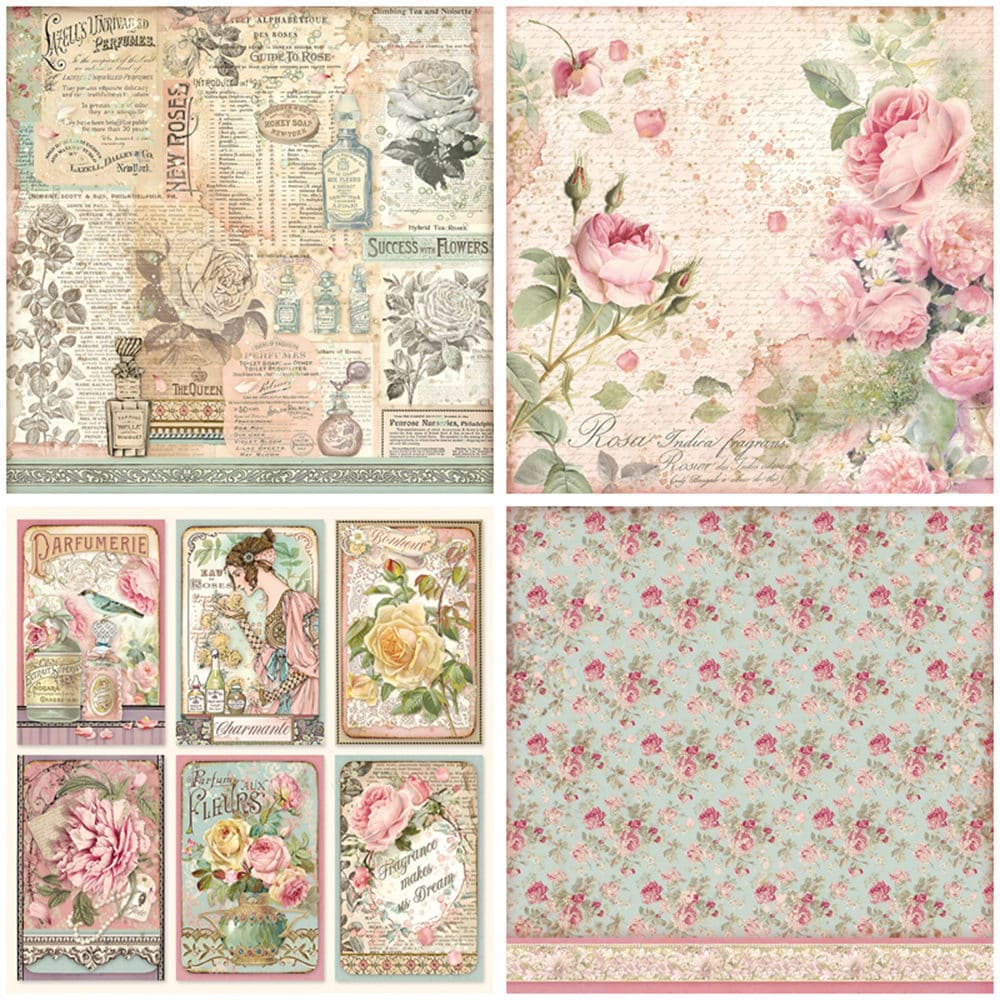12PCS Rose Perfume Scrapbook Paper