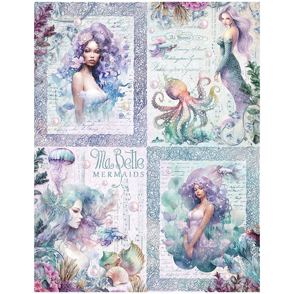 12PCS Mermaid Scrapbook Paper