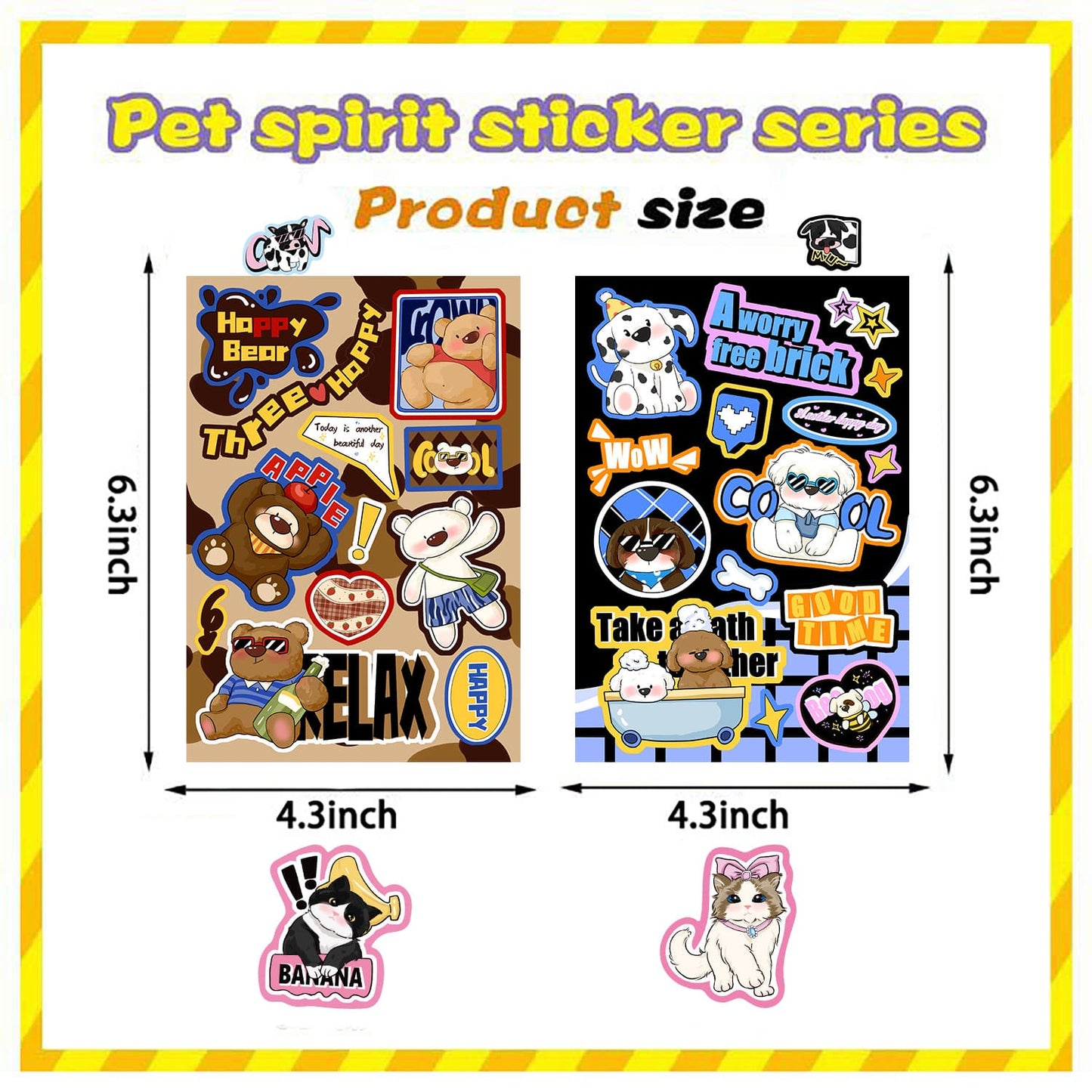 8PCS Cute Pet Stickers