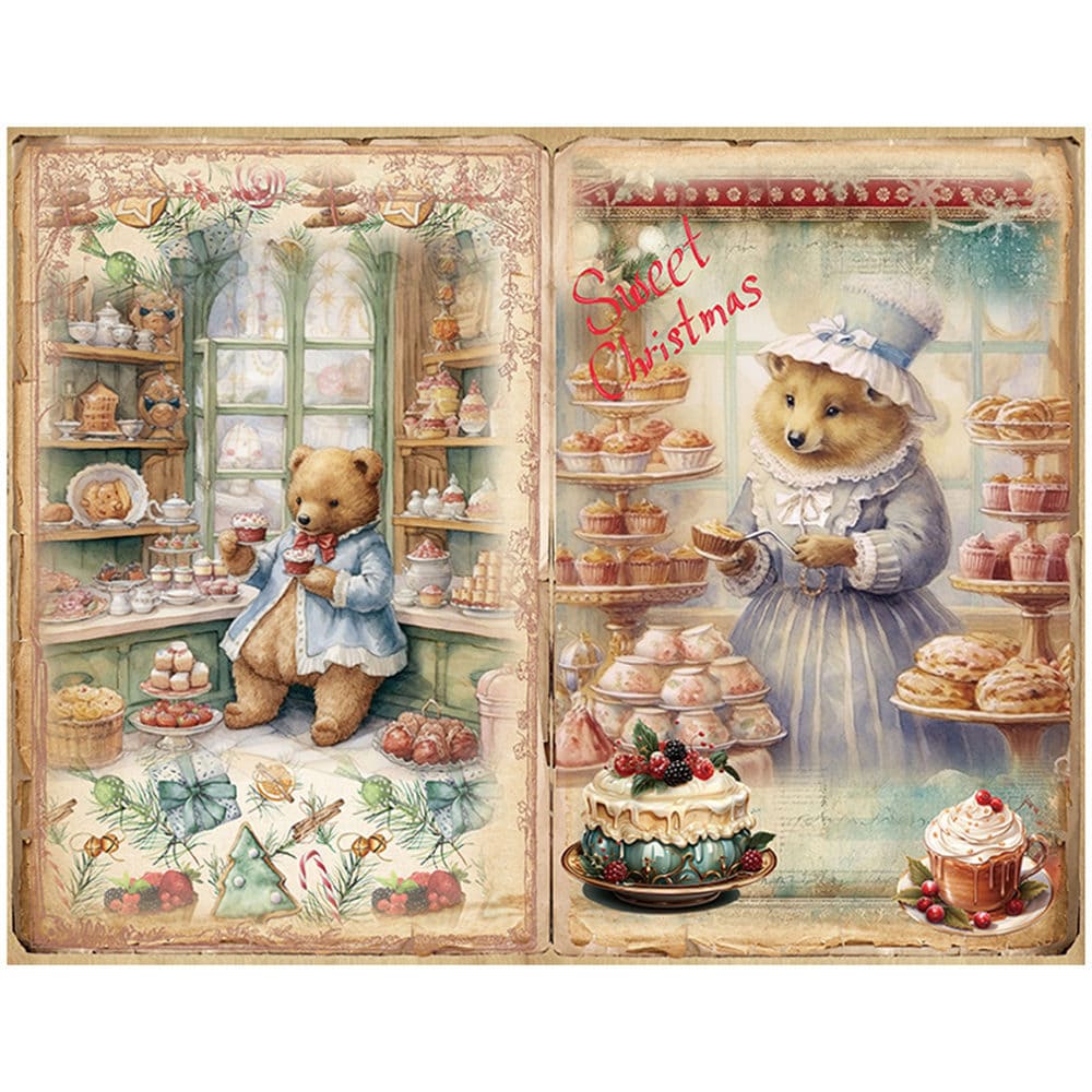 10PCS Vintage Teddy Bear Scrapbook Paper