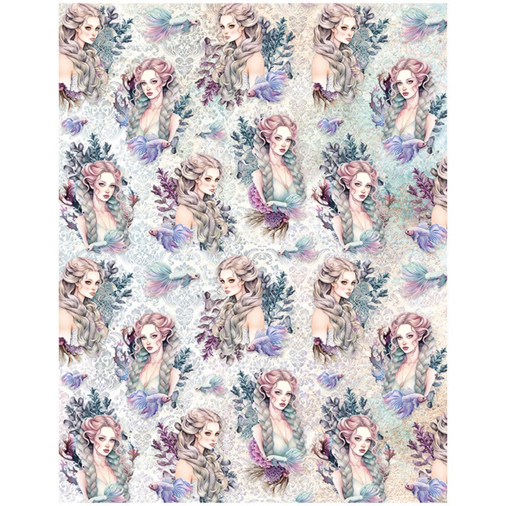 12PCS Mermaid Scrapbook Paper