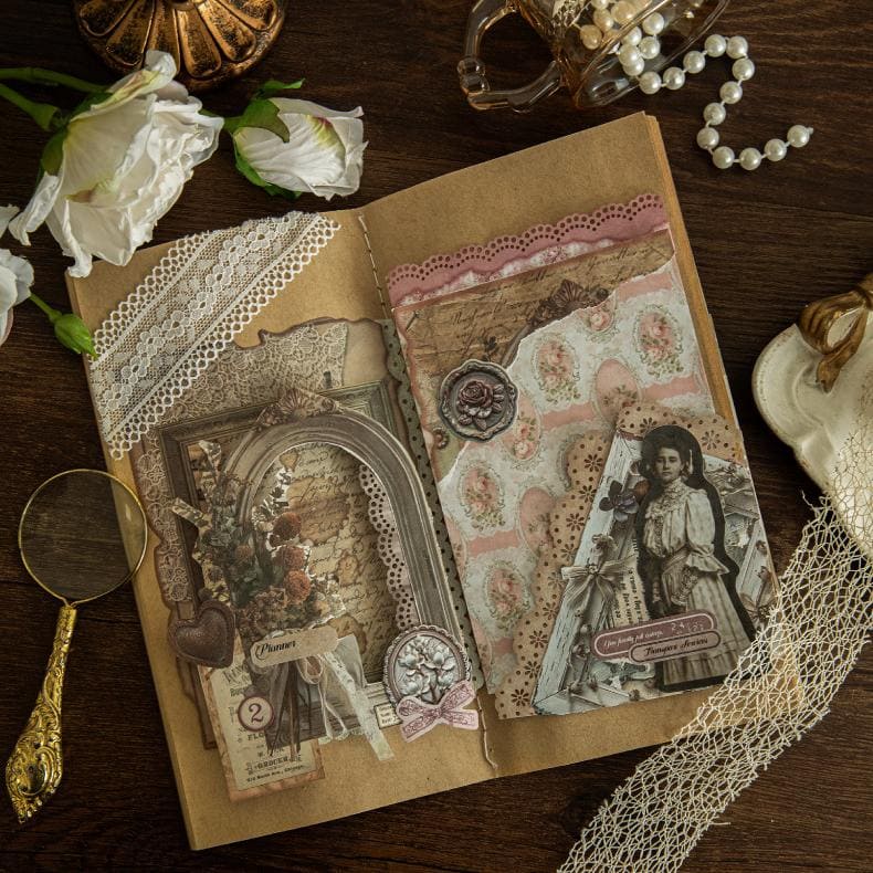 Vintage Wooden Frame Collage Scrapbook Paper
