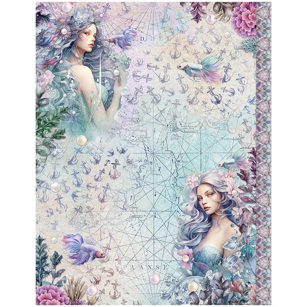 12PCS Mermaid Scrapbook Paper