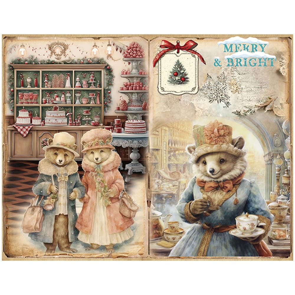10PCS Vintage Teddy Bear Scrapbook Paper