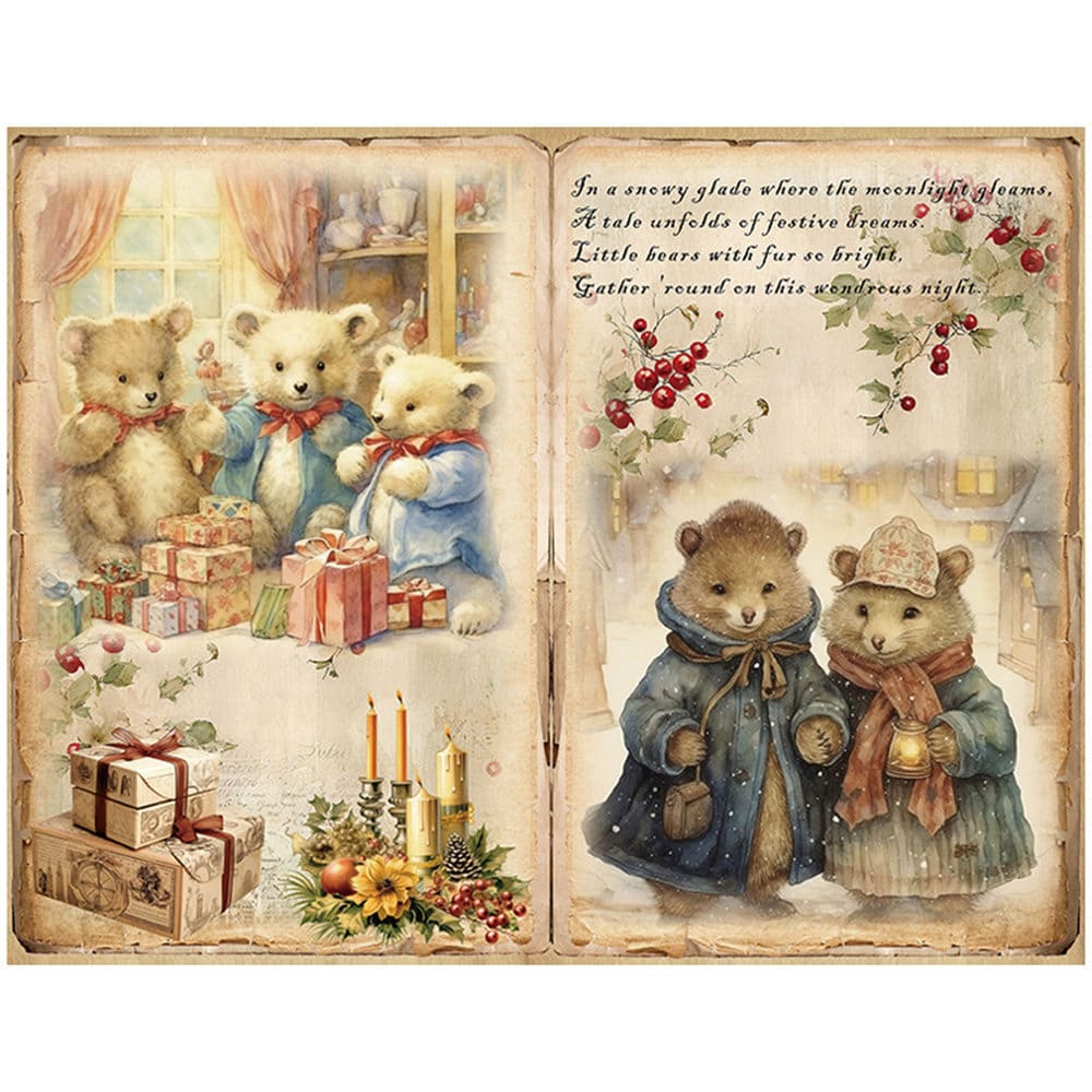 10PCS Vintage Teddy Bear Scrapbook Paper