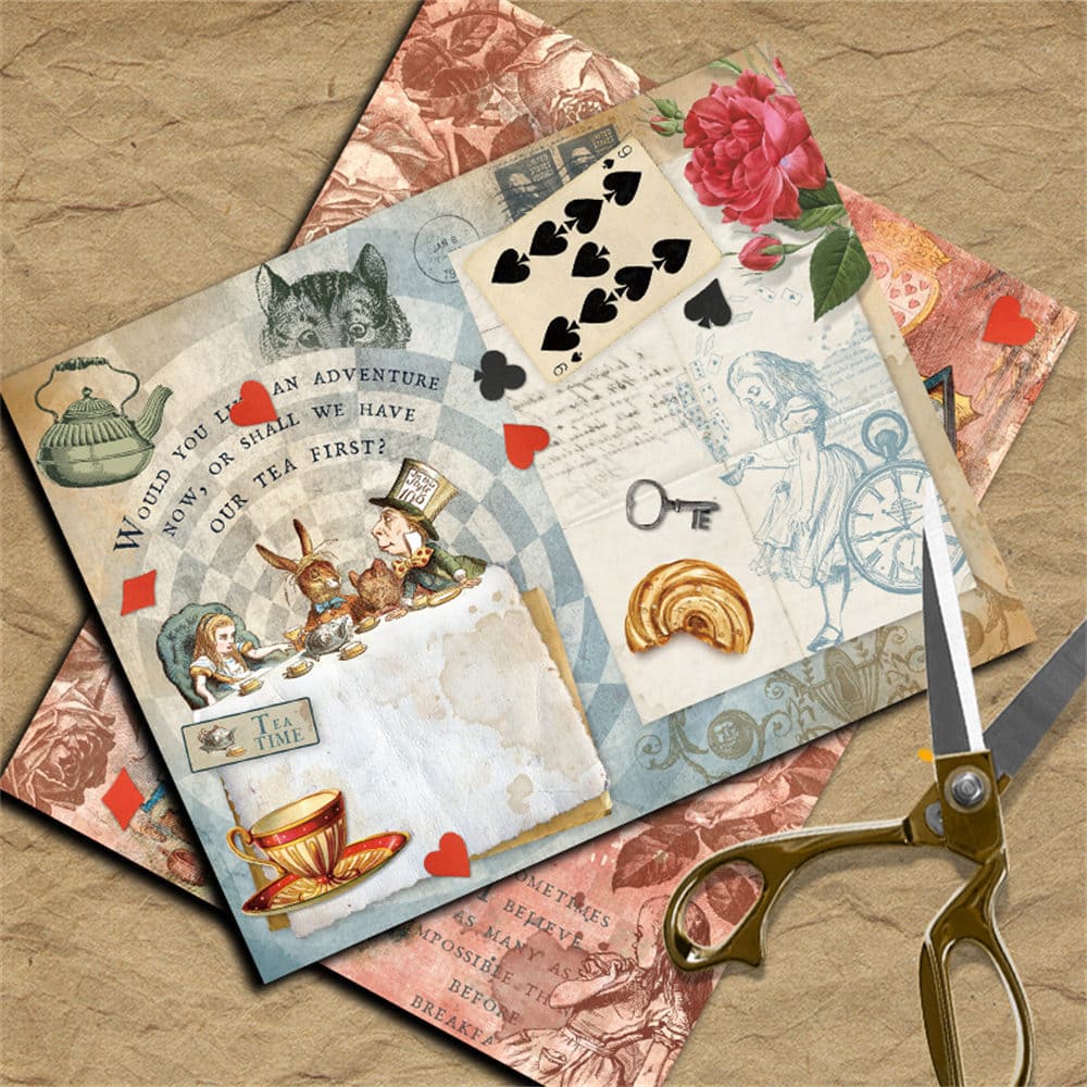 12PCS Alice's Gifts Scrapbook Paper