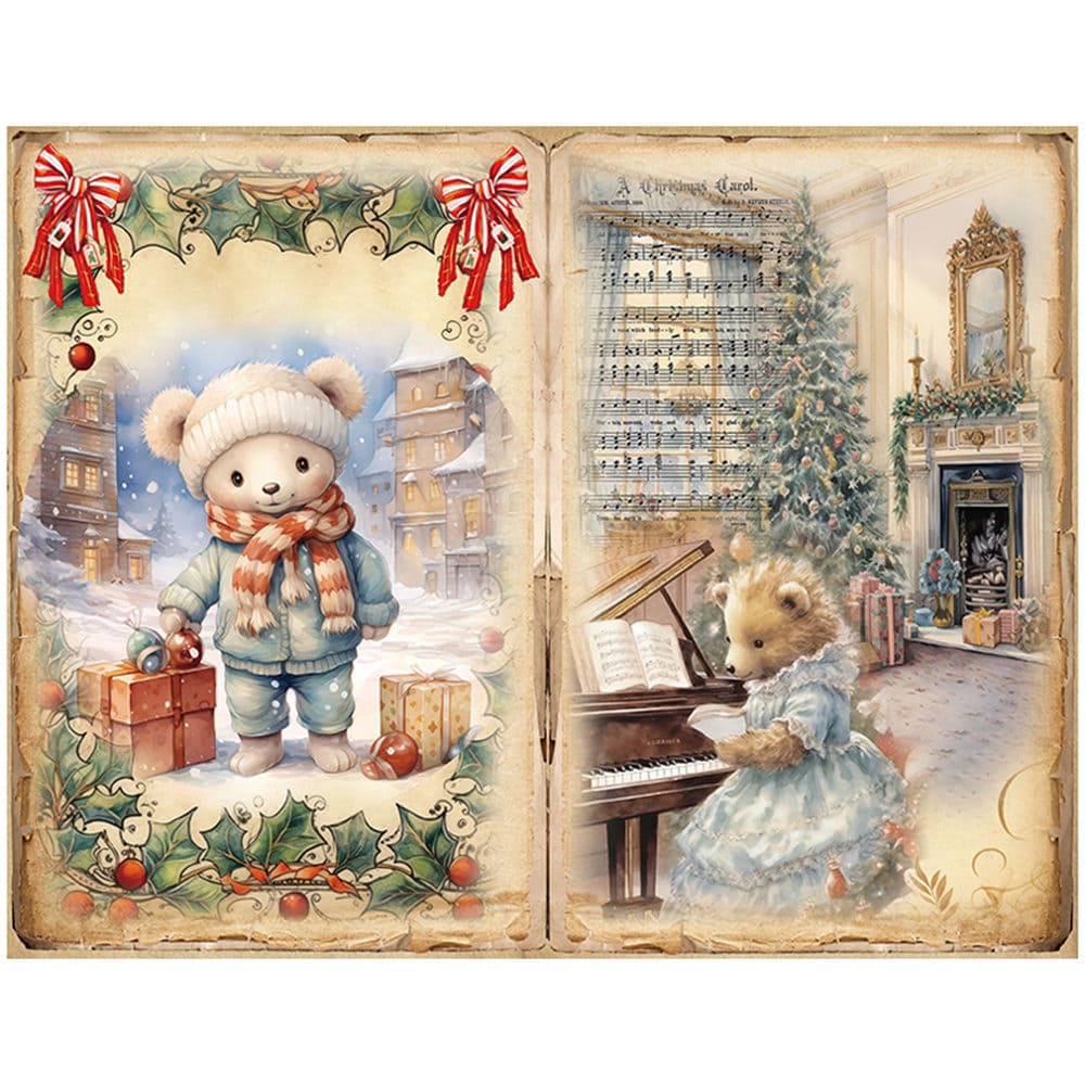 10PCS Vintage Teddy Bear Scrapbook Paper
