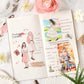 PET tape applied in bullet journal pages with character designs