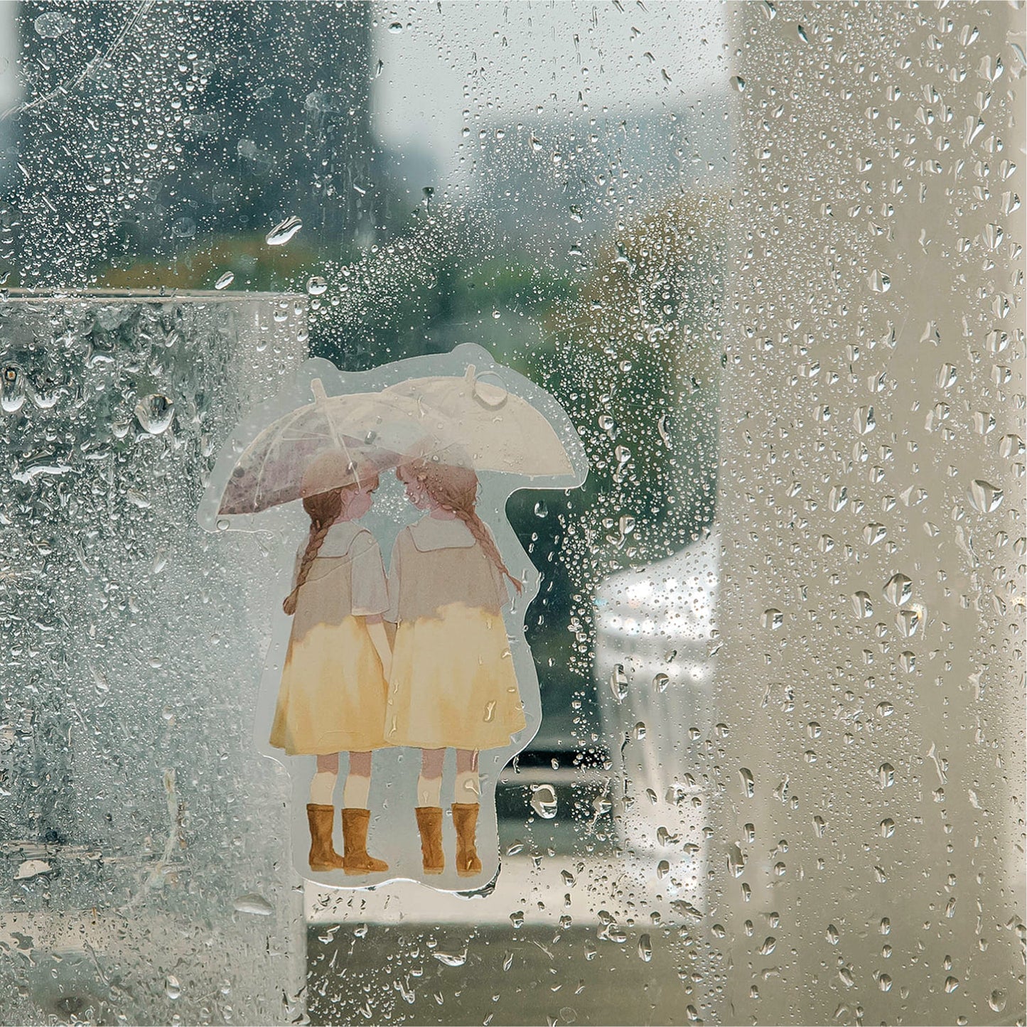 PET material umbrella stickers with transparent edge