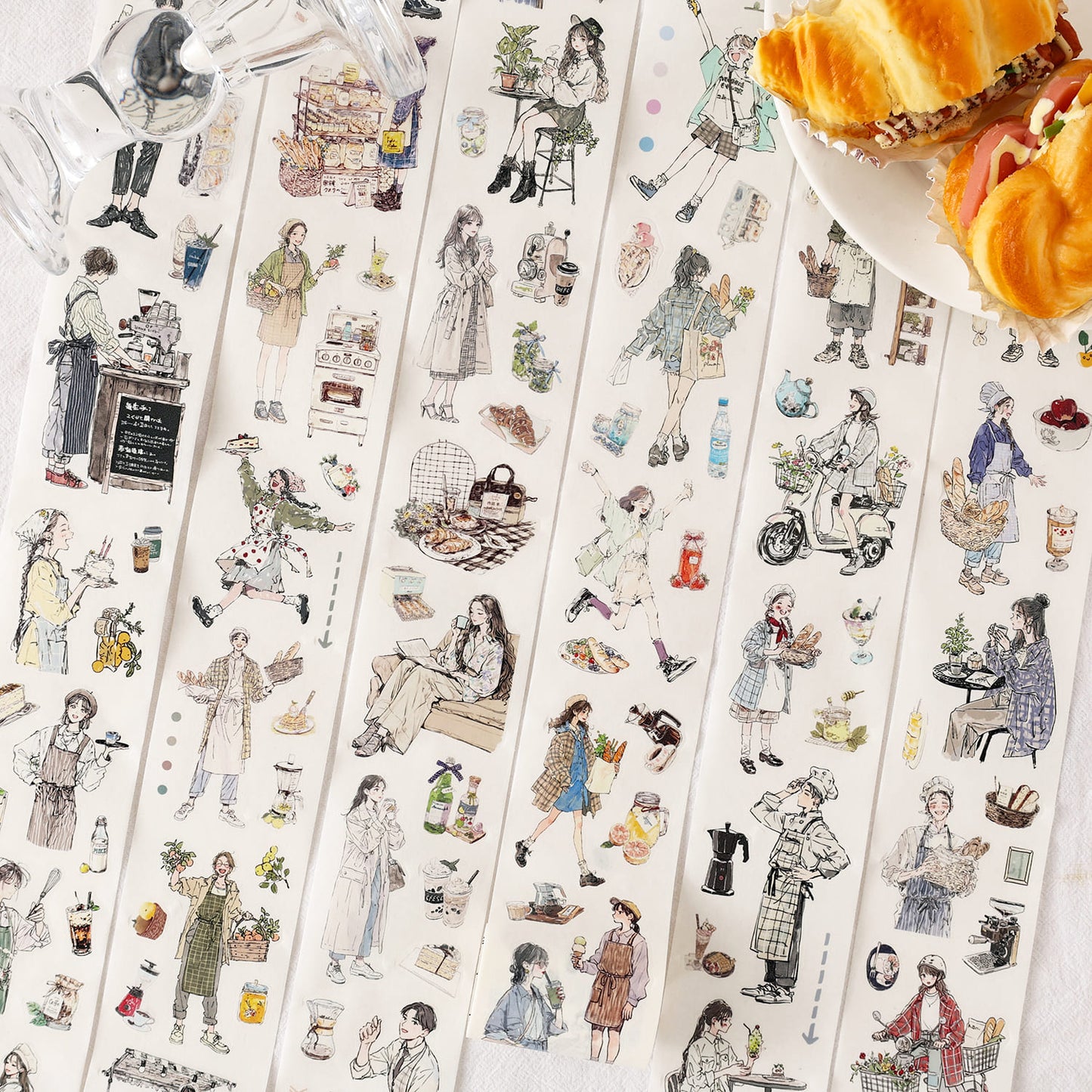 6-Pack Cute Character Die-Cut Washi Tape Set