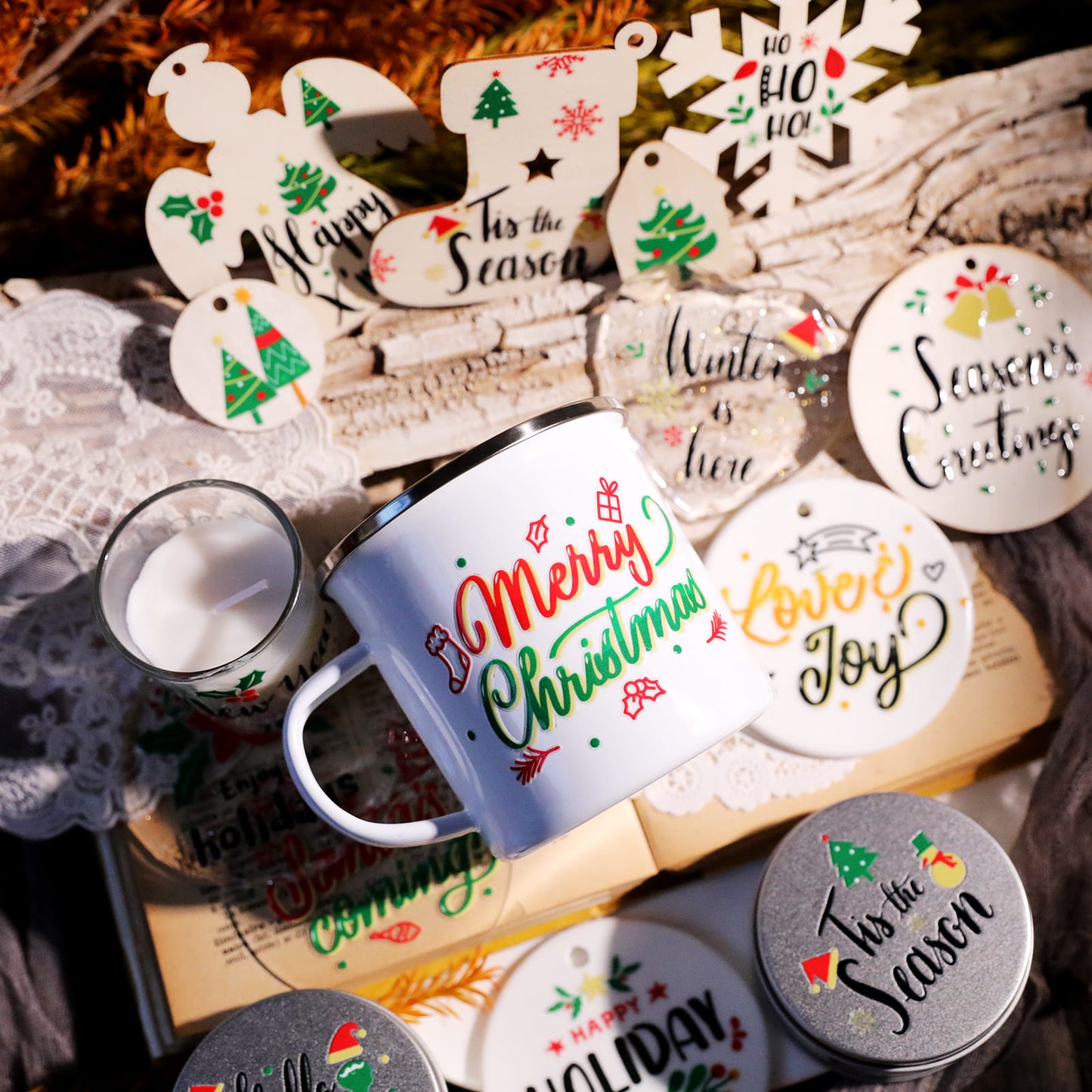 2PCS Christmas Phrase Transfer Stickers