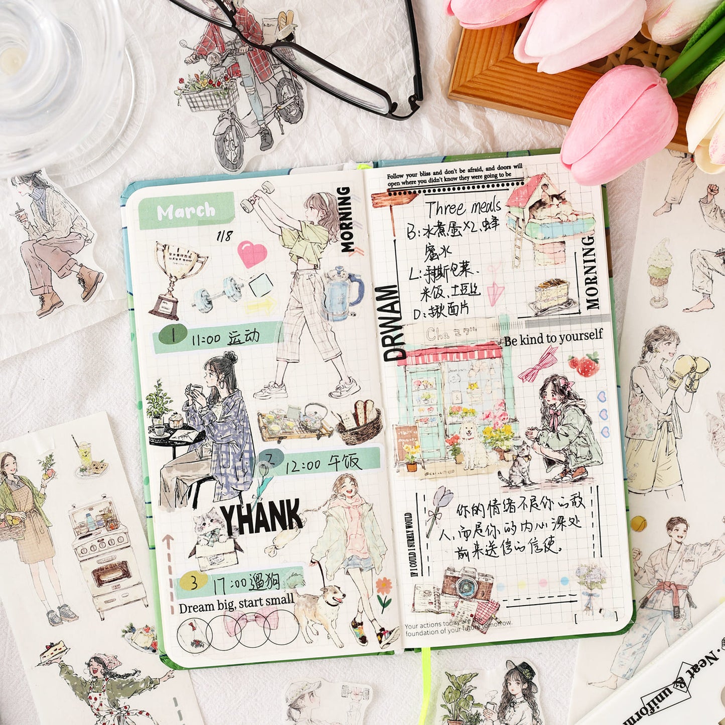 6-Pack Cute Character Die-Cut Washi Tape Set