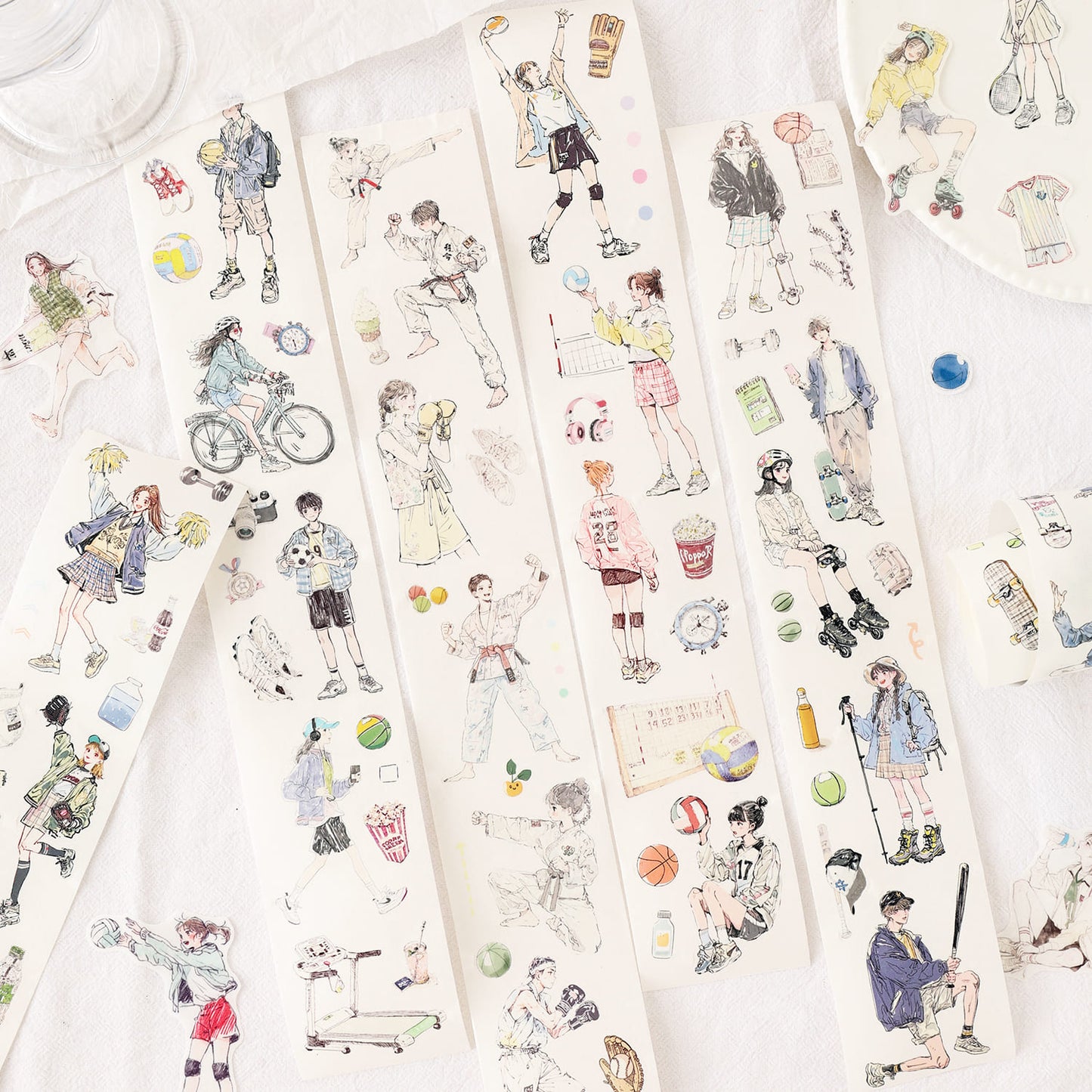 6-Pack Cute Character Die-Cut Washi Tape Set