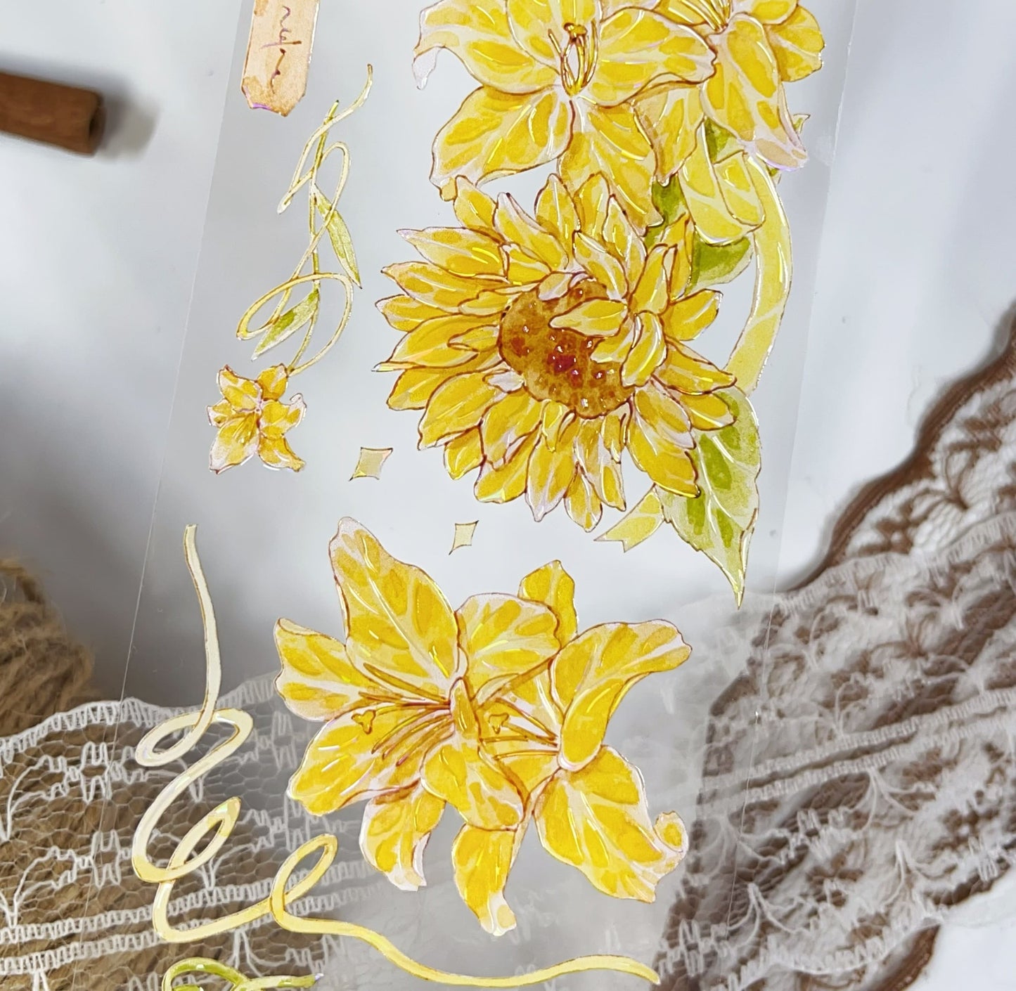 One Cycle Sunflower Field Die-Cut PET Tape