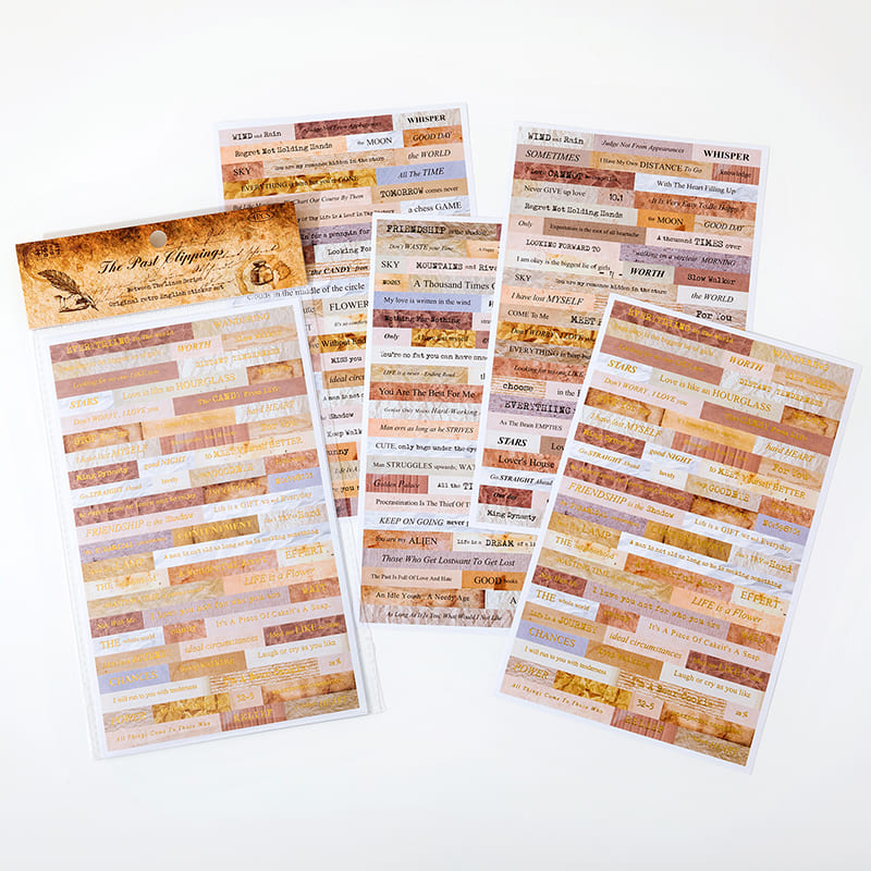 4PCS Retro Gold Foil Stickers
