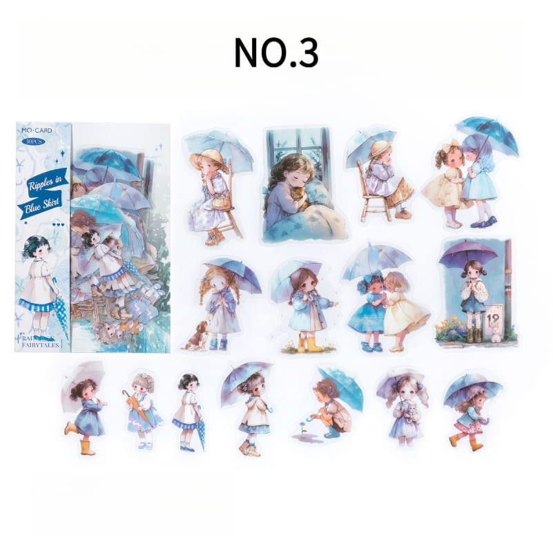Blue outfit kid with umbrella sticker 