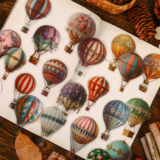 Vintage Balloon Theme Stickers - Adventure Journal Decor