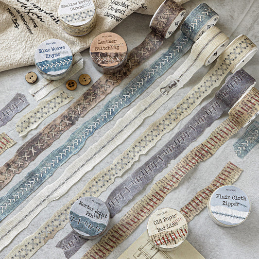 Vintage Torn Washi Tape Set flat lay – decorative tape for journaling and scrapbooks