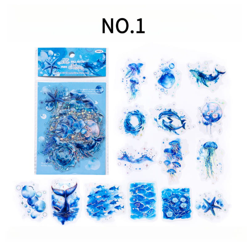 Blue dreamy planner sticker - fish design, for journaling and scrapbooking