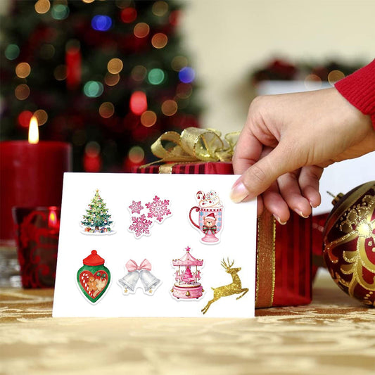 100 Sheets Pink Christmas Sticker Pack