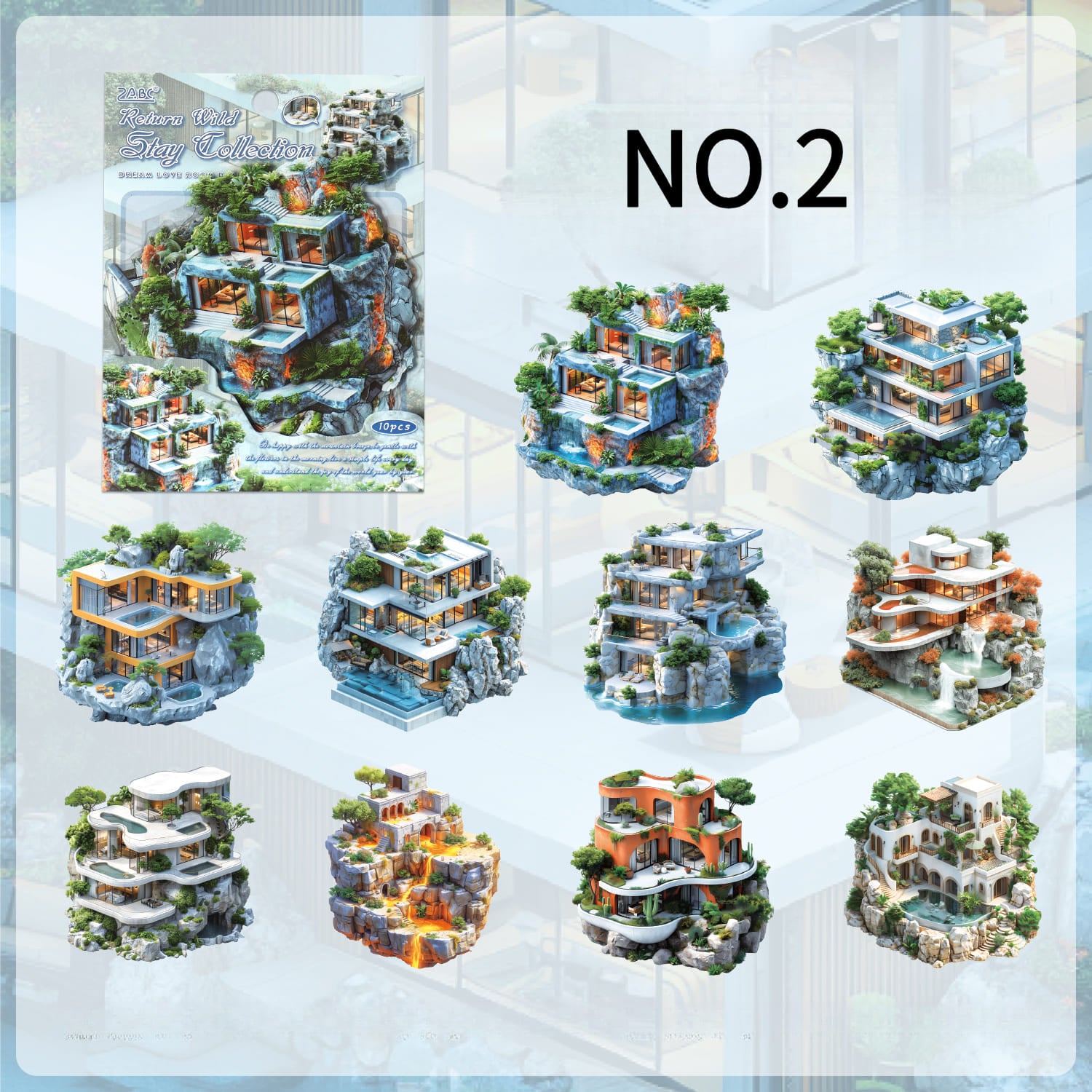 Modern architecture sticker – for scrapbooks and DIY crafts
