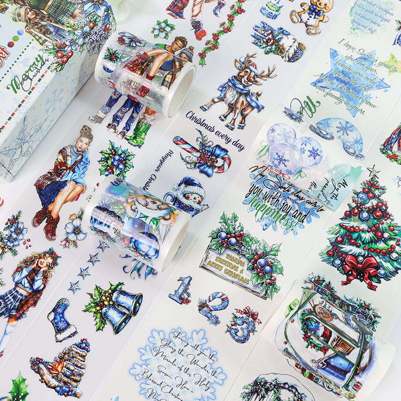4PCS Blue Christmas Collection PET/Washi Tape