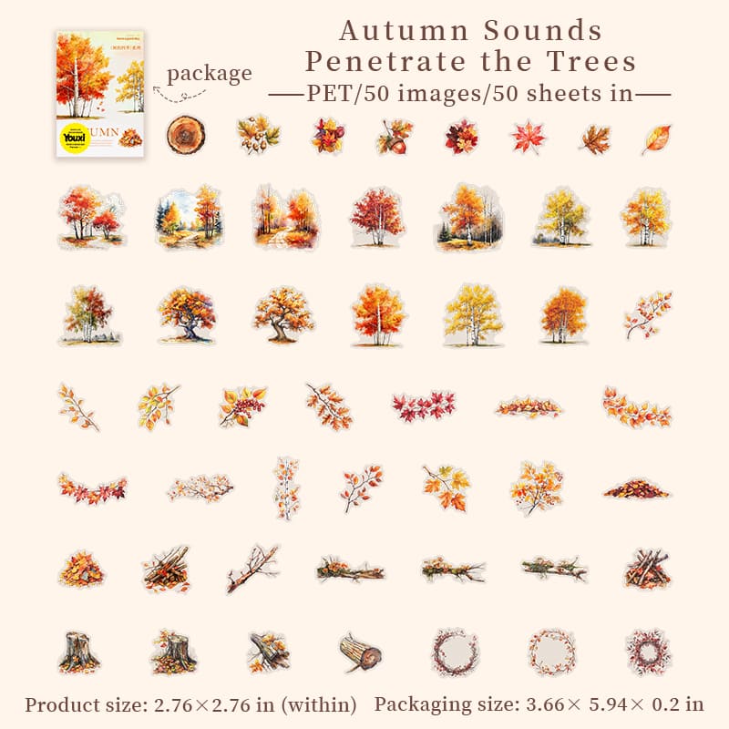 50PCS Seasonal Trees Sticker Pack