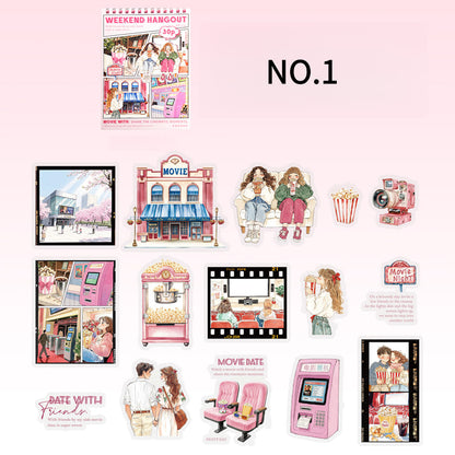 Movie night PET sticker – cozy film theme for journaling and scrapbooking