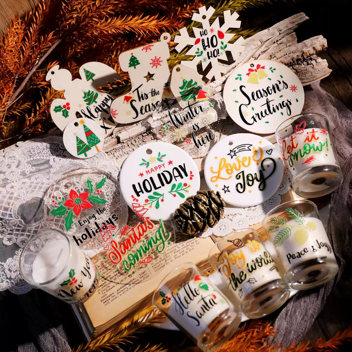 2PCS Christmas Phrase Transfer Stickers