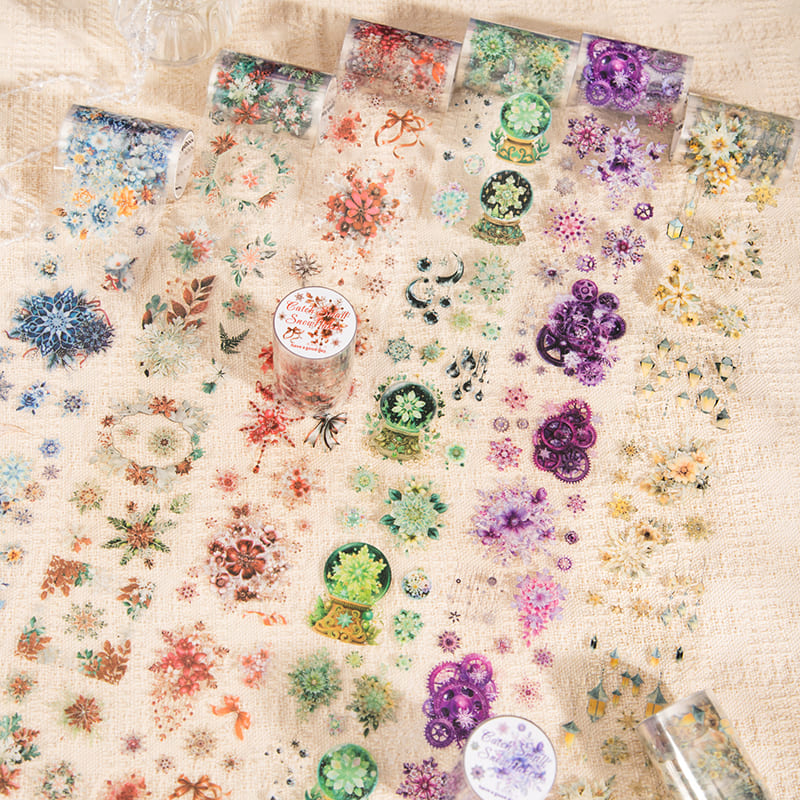 Full view of Snowflake Theme PET Tape rolls