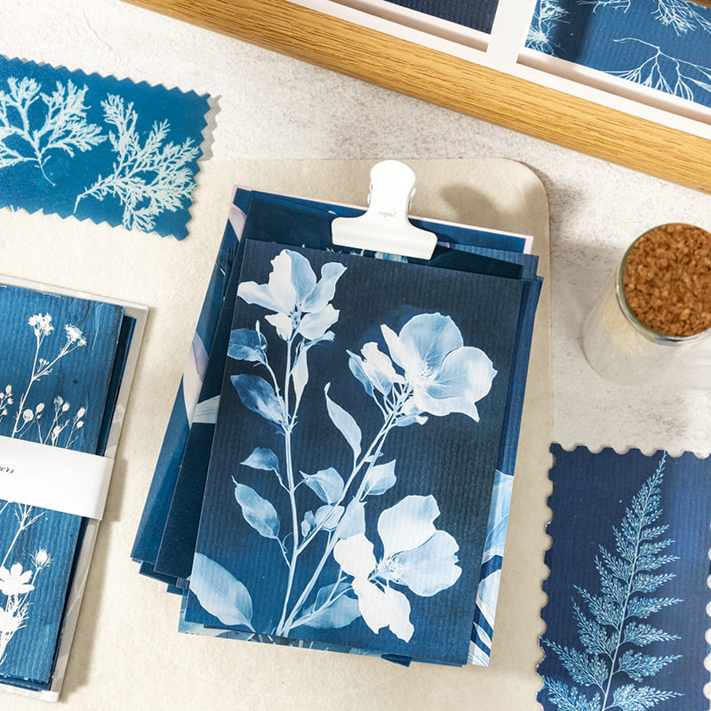 Blue Botanical Scrapbook Paper Pack