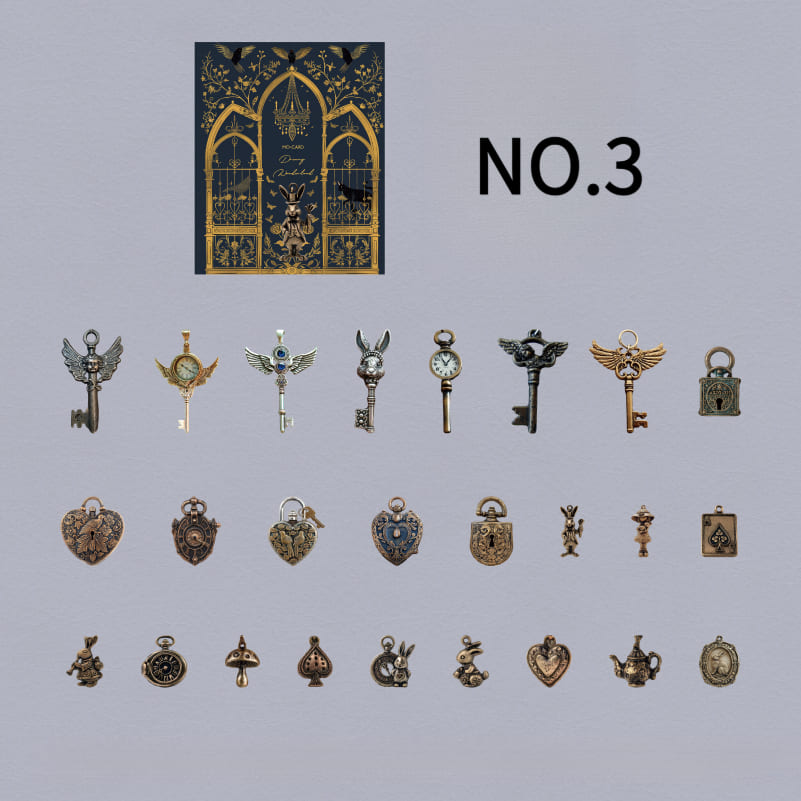 Classic key motif sticker design NO.3 – decorative paper sticker for planner, diary, and journaling supplies