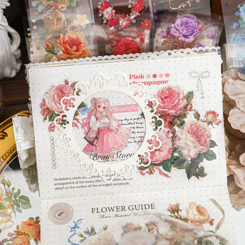 Pink floral design on journal page