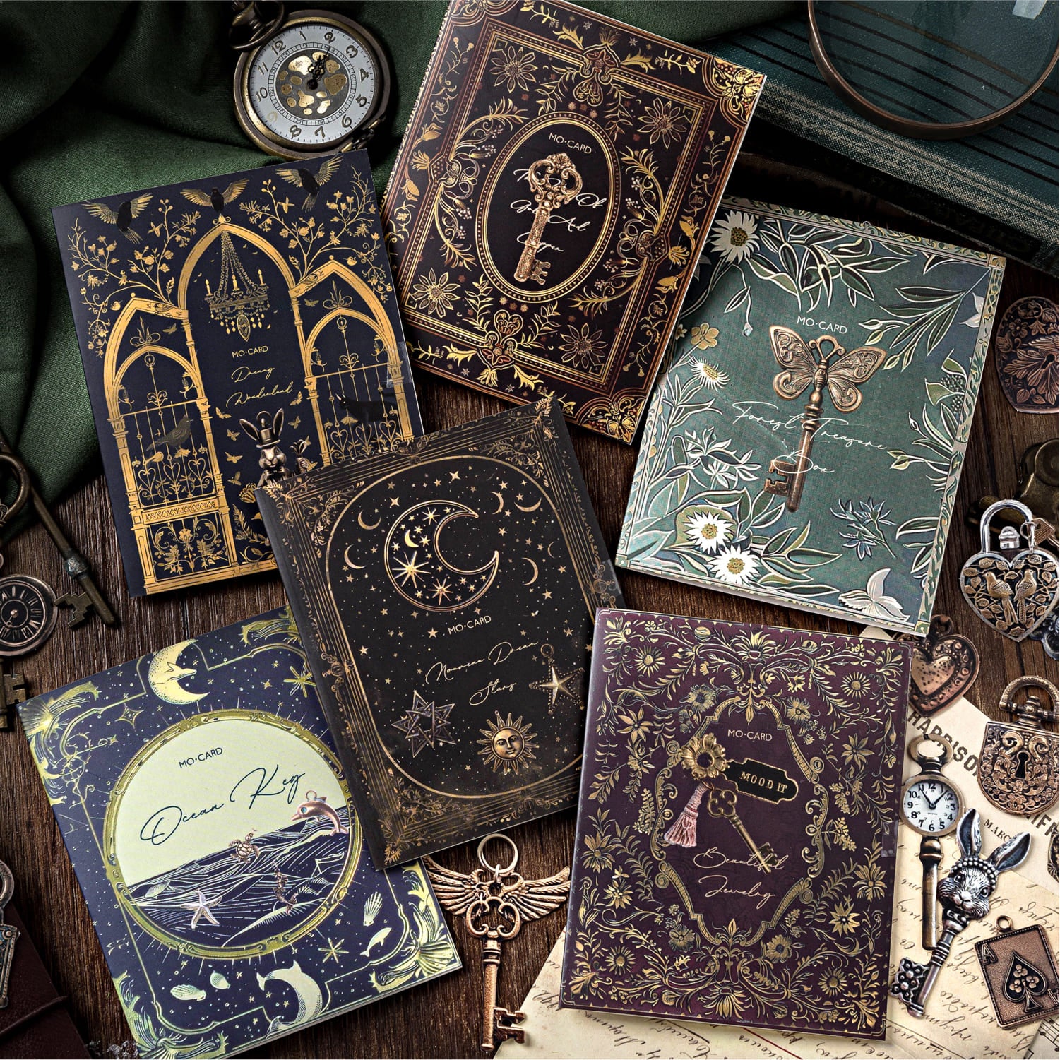 6 designs of key theme stickers – paper sticker collection for journaling and scrapbooking