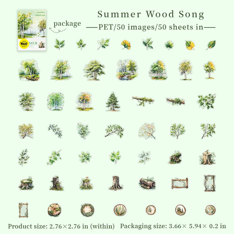 50PCS Seasonal Trees Sticker Pack