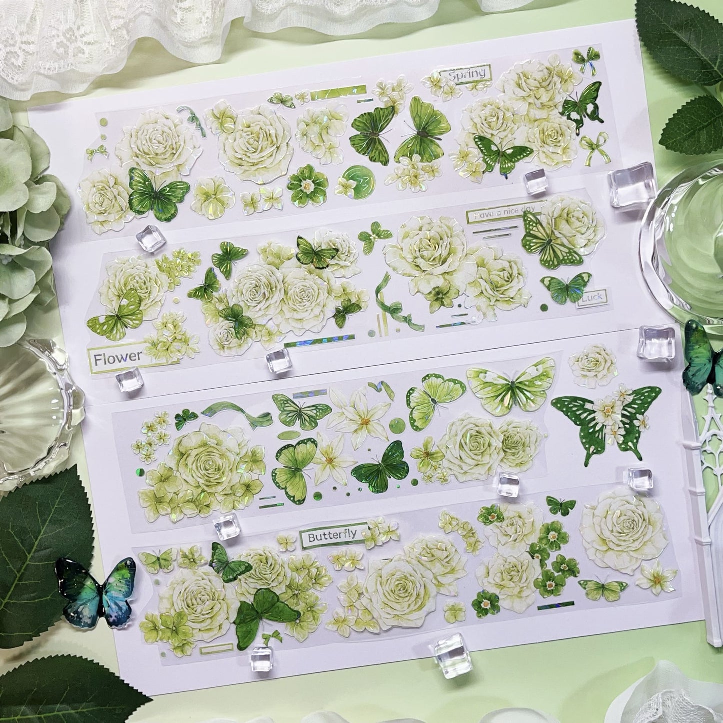 One Cycle Floral & Butterfly Die-Cut PET Tape