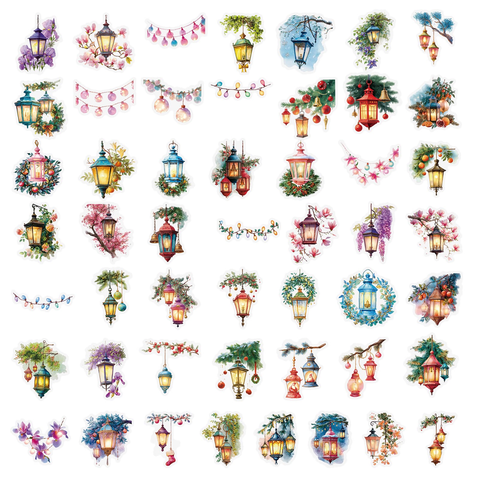 Close-up of lantern theme journal stickers pack