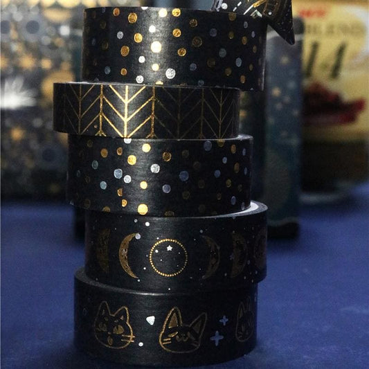 Black Sky Foil Silver Washi Tape Set