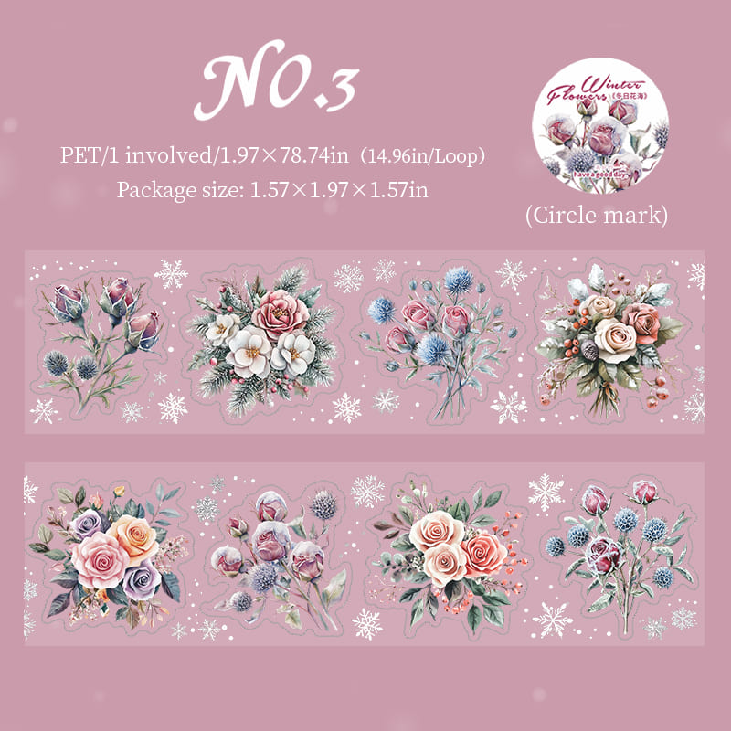 Winter Floral Die-Cut PET Tape