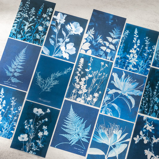 Blue Botanical Scrapbook Paper Pack