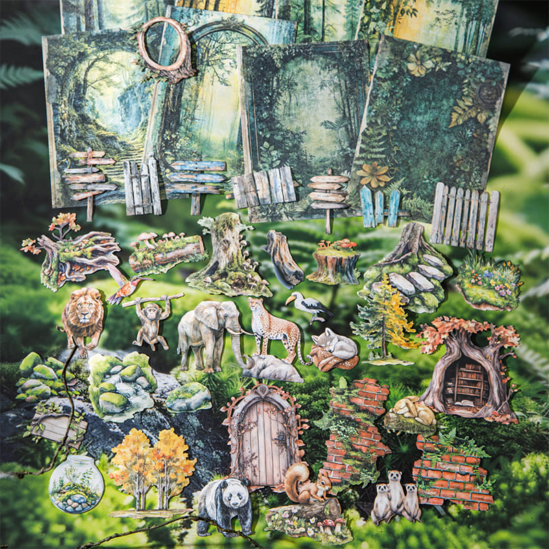 100PCS Jungle Adventure Scrapbook Sticker Set