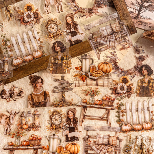 Autumn Lifestyle PET Stickers Set – cozy fall journaling and scrapbook stickers