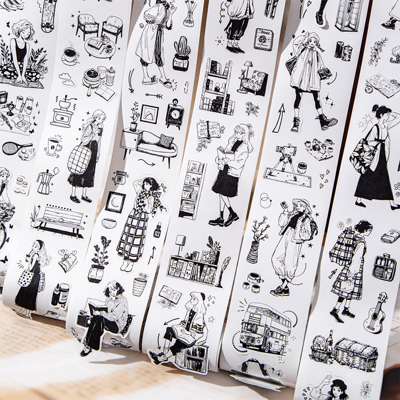 Full view of Everyday Life Black & White Die-Cut Washi Tape rolls