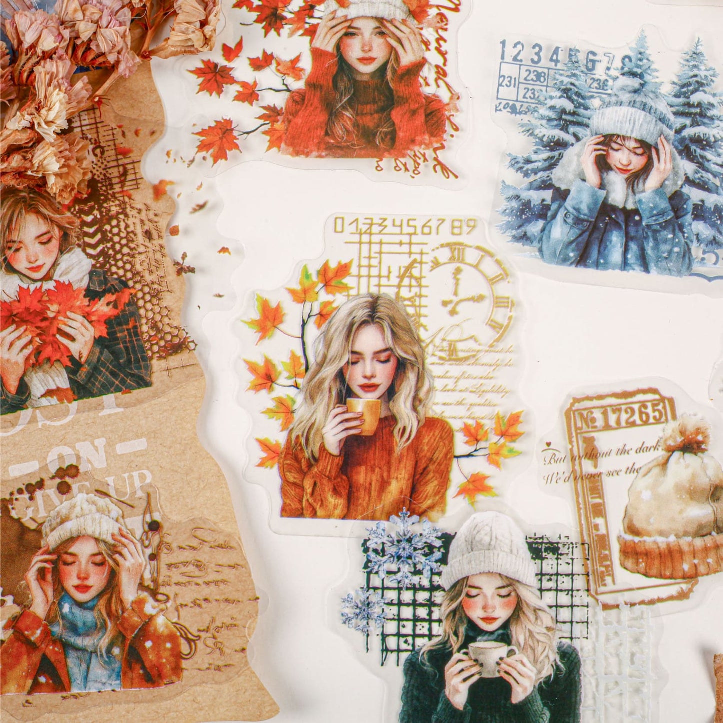 Autumn Winter Girl Character Stickers