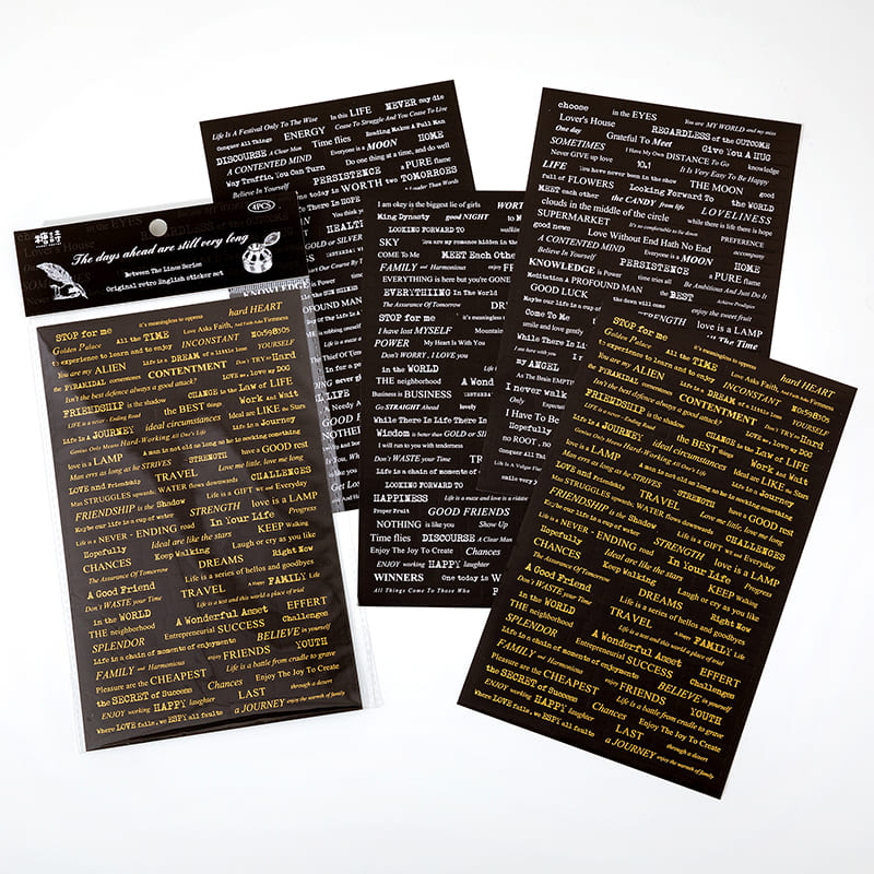 4PCS Retro Gold Foil Stickers
