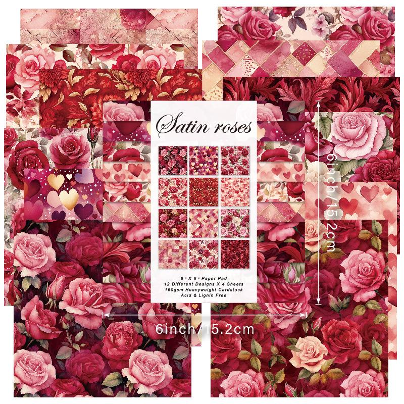 48PCS Rose  Scrapbook Paper