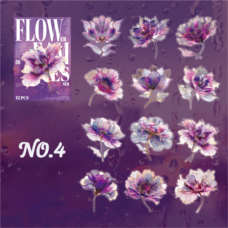 Gold Foil Floral PET Sticker Pack