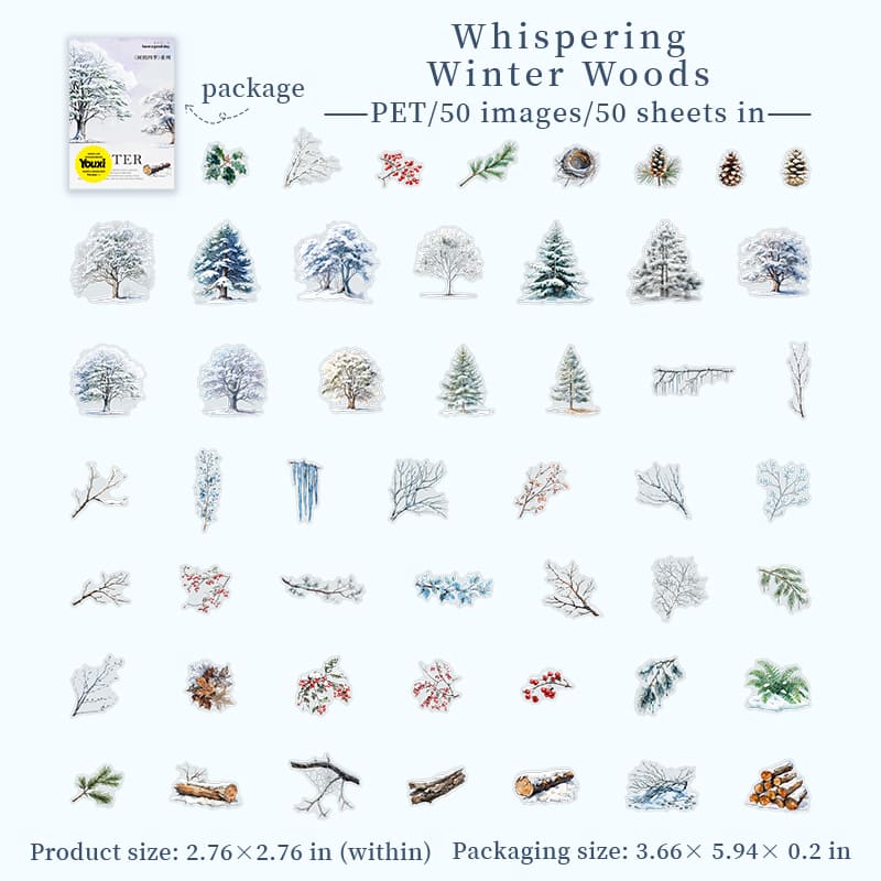 50PCS Seasonal Trees Sticker Pack