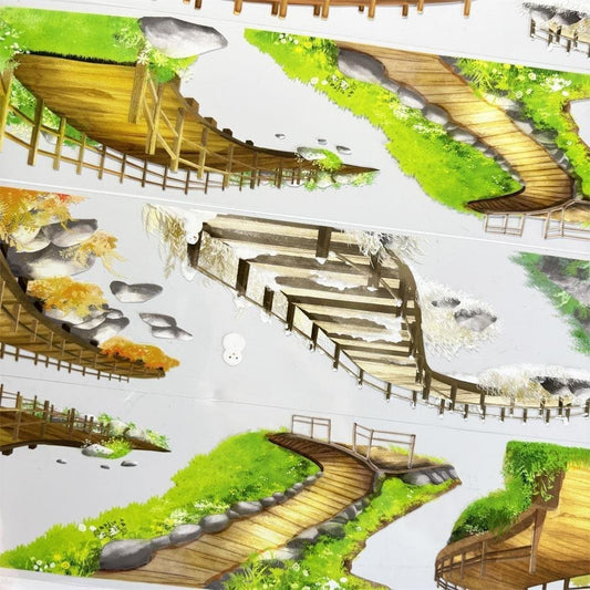 One Cycle Four Seasons Wooden Bridge PET Tape