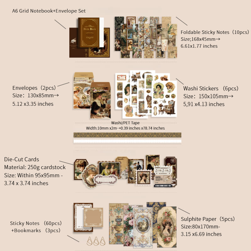 140PCS Classical Court Scrapbook Box